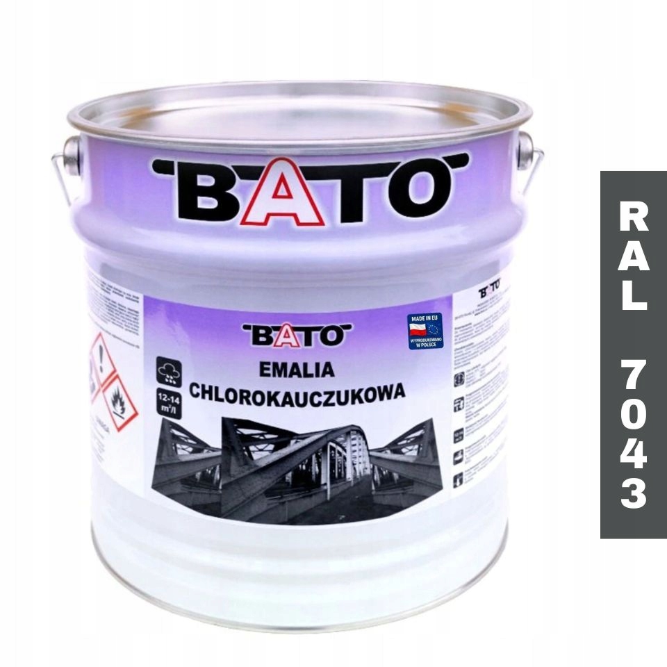 Chlorkaučuková smaltová barva Barva na kov Ral 7043 Šedá 10L Bato