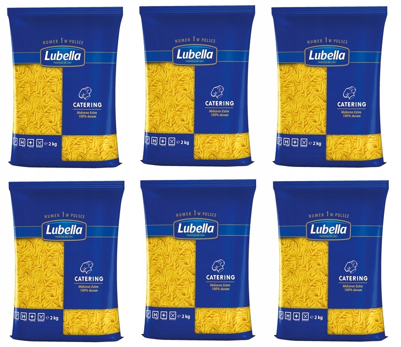 Levně 6 x 2 kg Lubella Catering Těstoviny peří Karton