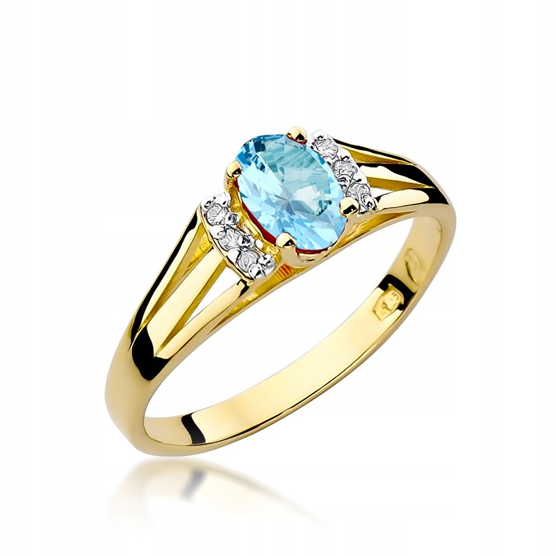 

Złoty Pierścionek pr585 Topaz Brylanty Grawer