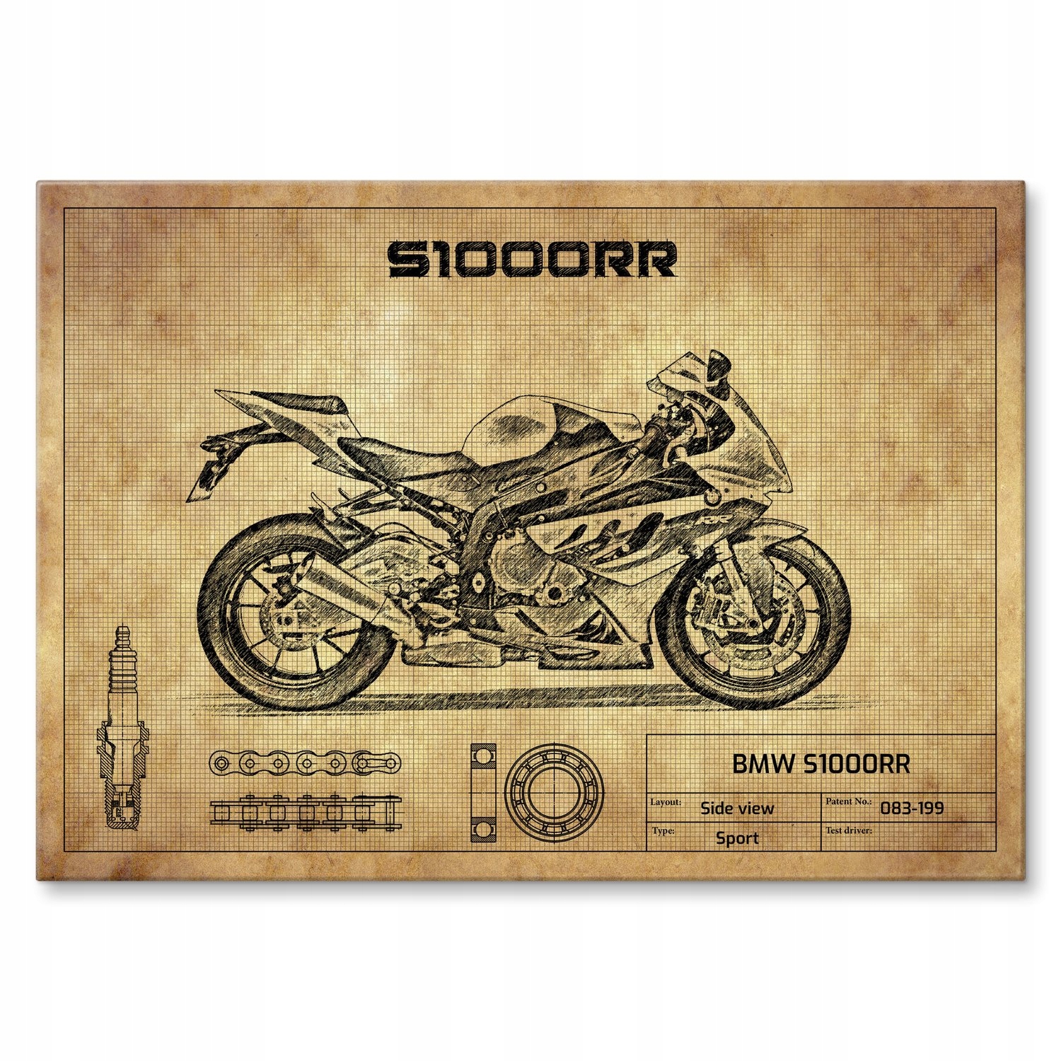 Kovový plakát Bmw S1000RR 2009 Šidítko Plech 42 x 59,4 cm Dárek