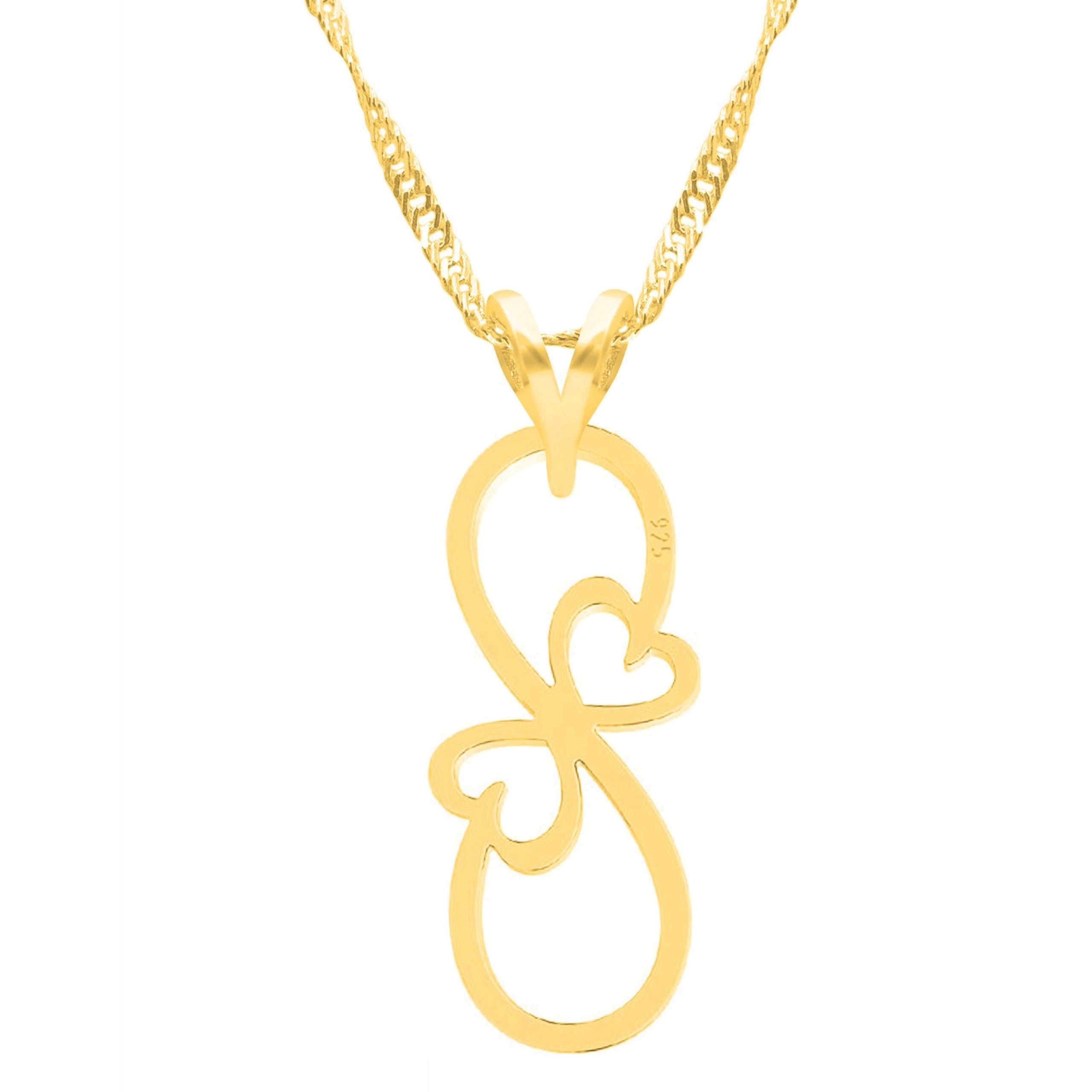 Zlatý náhrdelník se srdíčky Srdíčka Nekonečno Love Stříbro 925