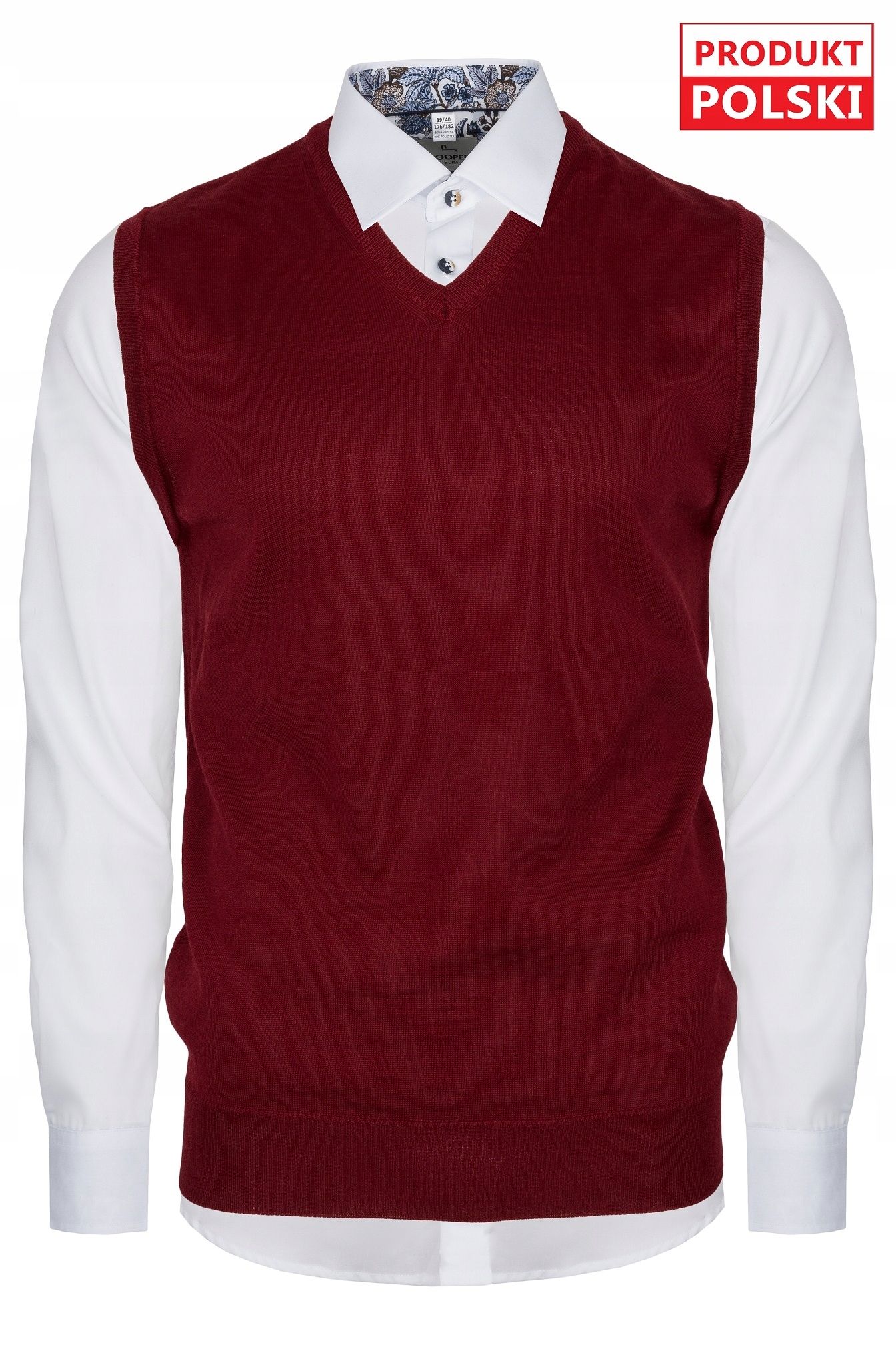 Vesta bez rukávů bordó vlněná M&M vel. M