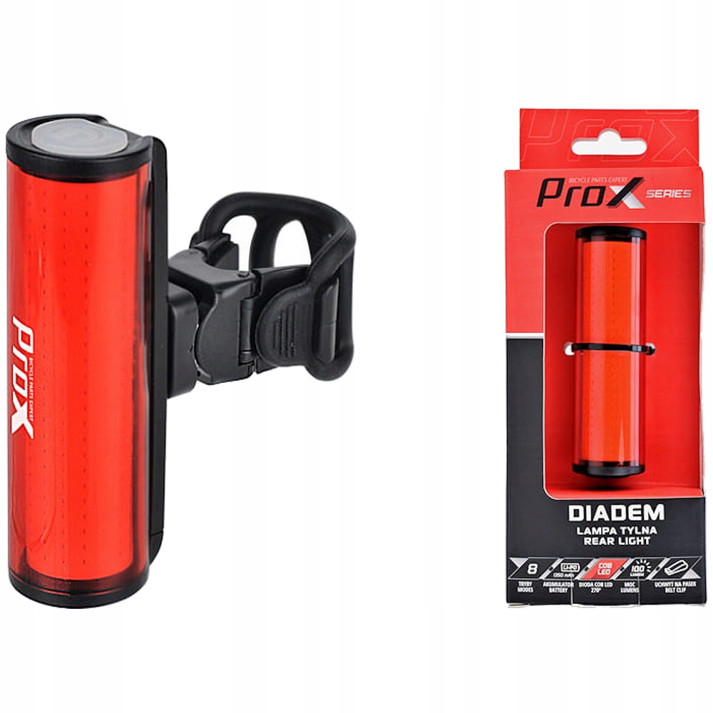 

Lampka rowerowa tylna ProX Diadem 100Lm Usb