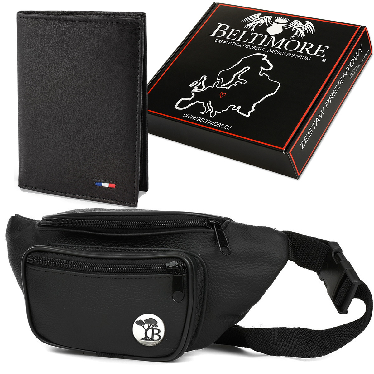 

Zestaw prezentowy męski skórzany portfel saszetka