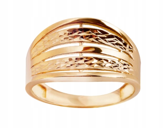 Złoty Szeroki Pierścionek r17 EA18353 Verona Jewellery