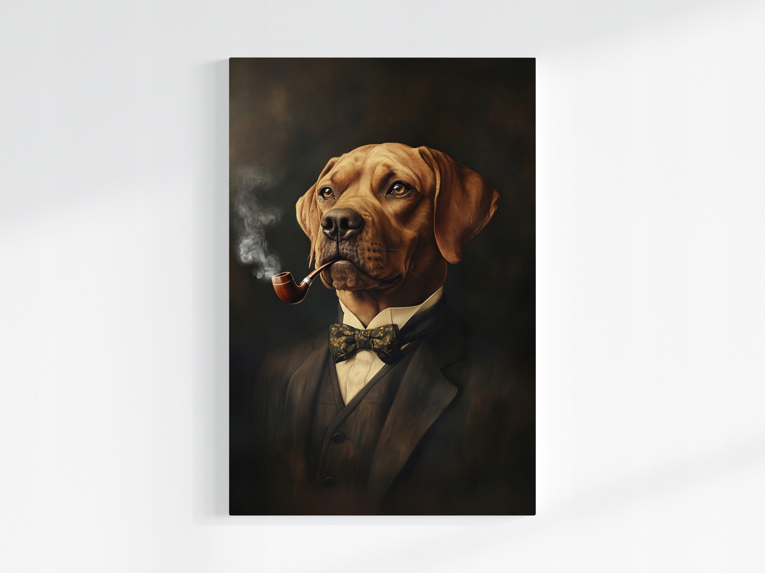 Obraz Na Plátně Canvas Portrét Psa Gentleman Smoking Fajka Retro 80x120