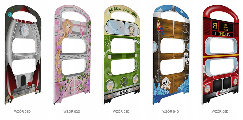 Łóżko piętrowe 190x80 + grafika DOMINIK 3-osobowe Długość 190 cm