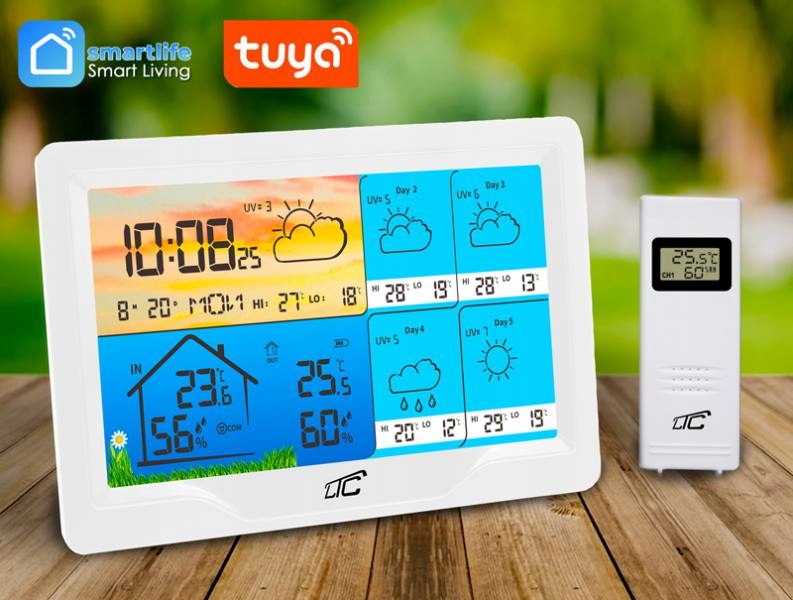 Stacja pogodowa LTC SMART z kolorowym wyświetlaczem Biała WIFI TUYA LTC