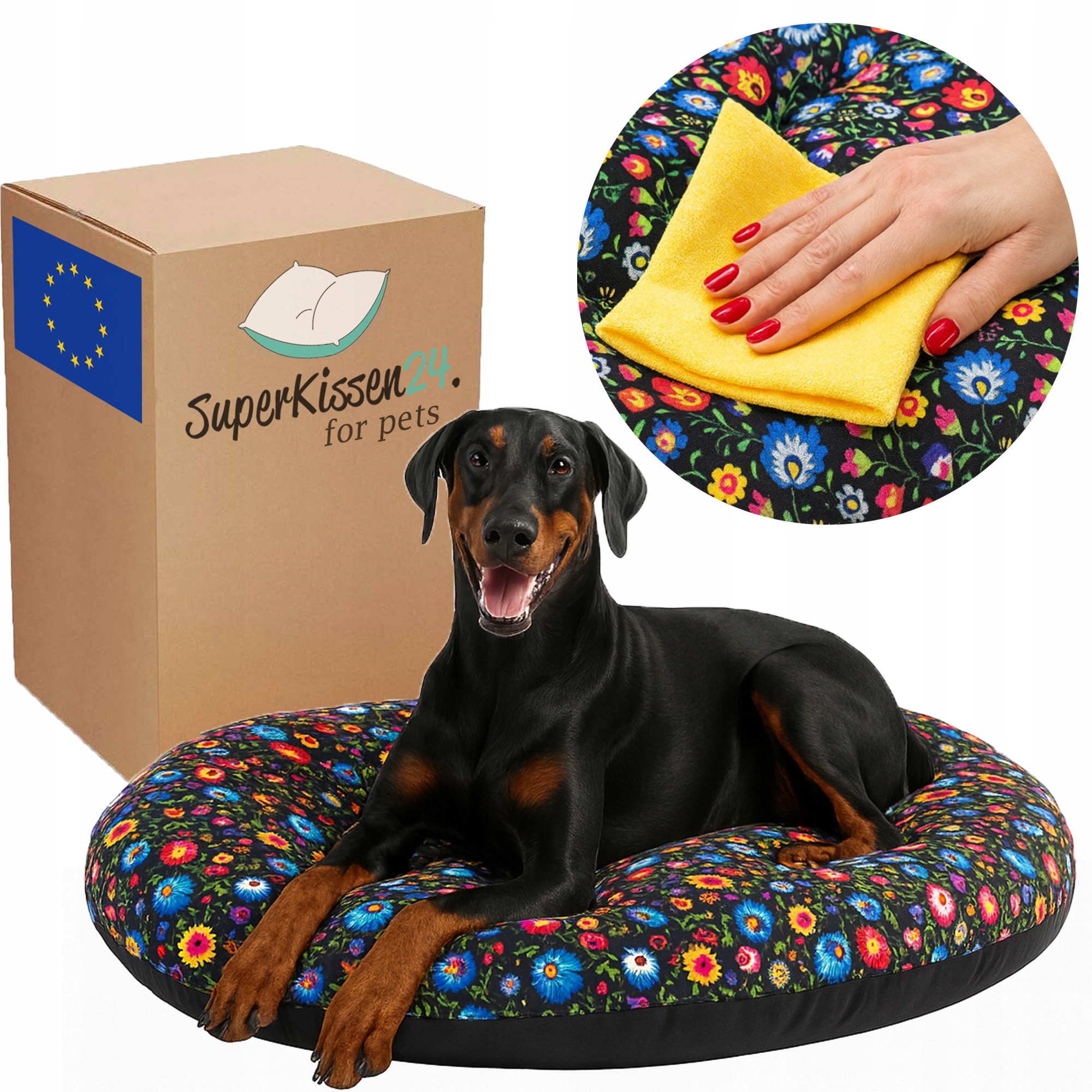 Pelíšek pro psa Voděodolný, pohodlné potah, kulatý polštář Kokon folk