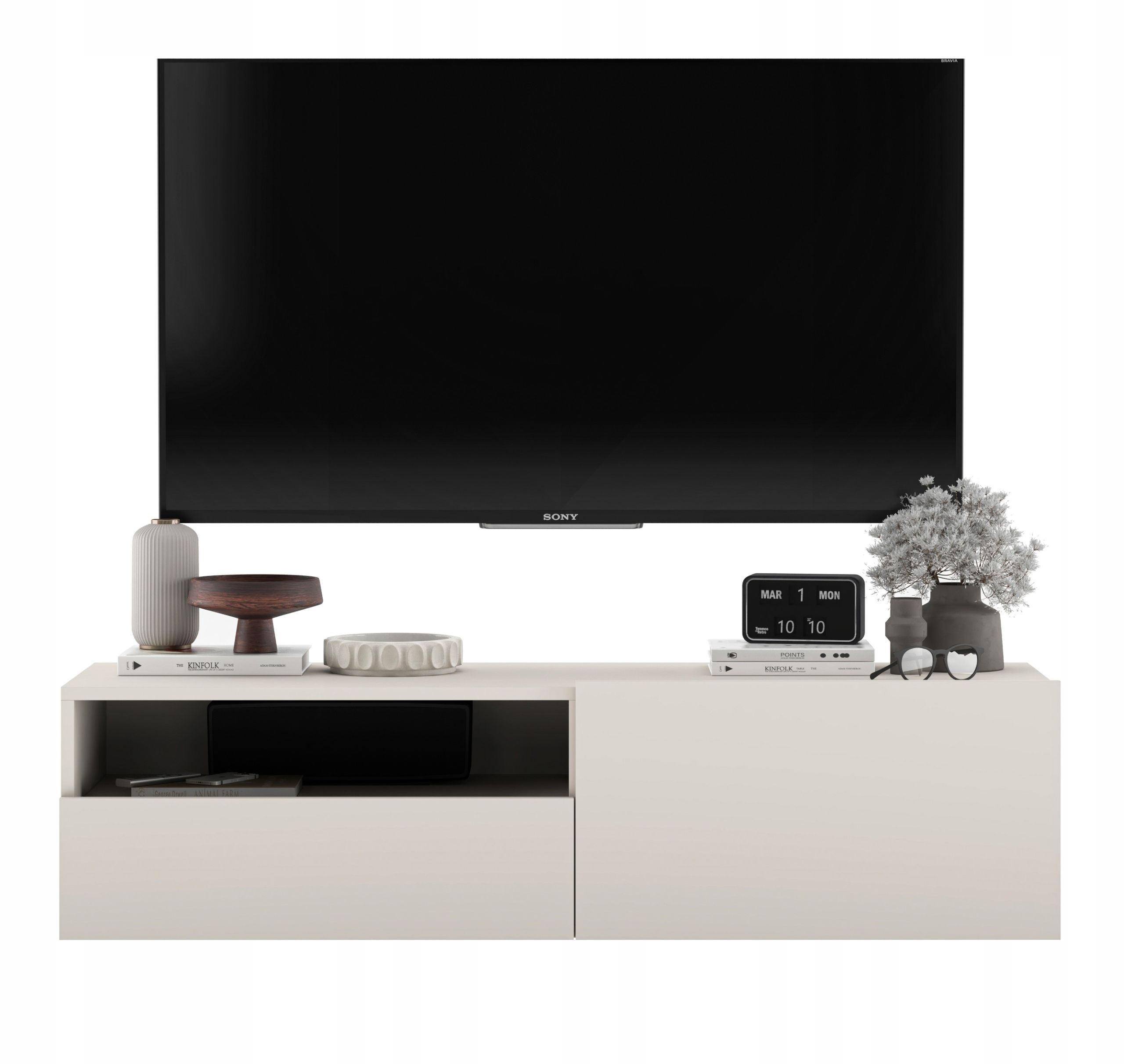 WISZĄCA KOMODA RTV MAŁA SZAFKA RTV LOFT SZUFLADA KASZMIR MAT 120 CM