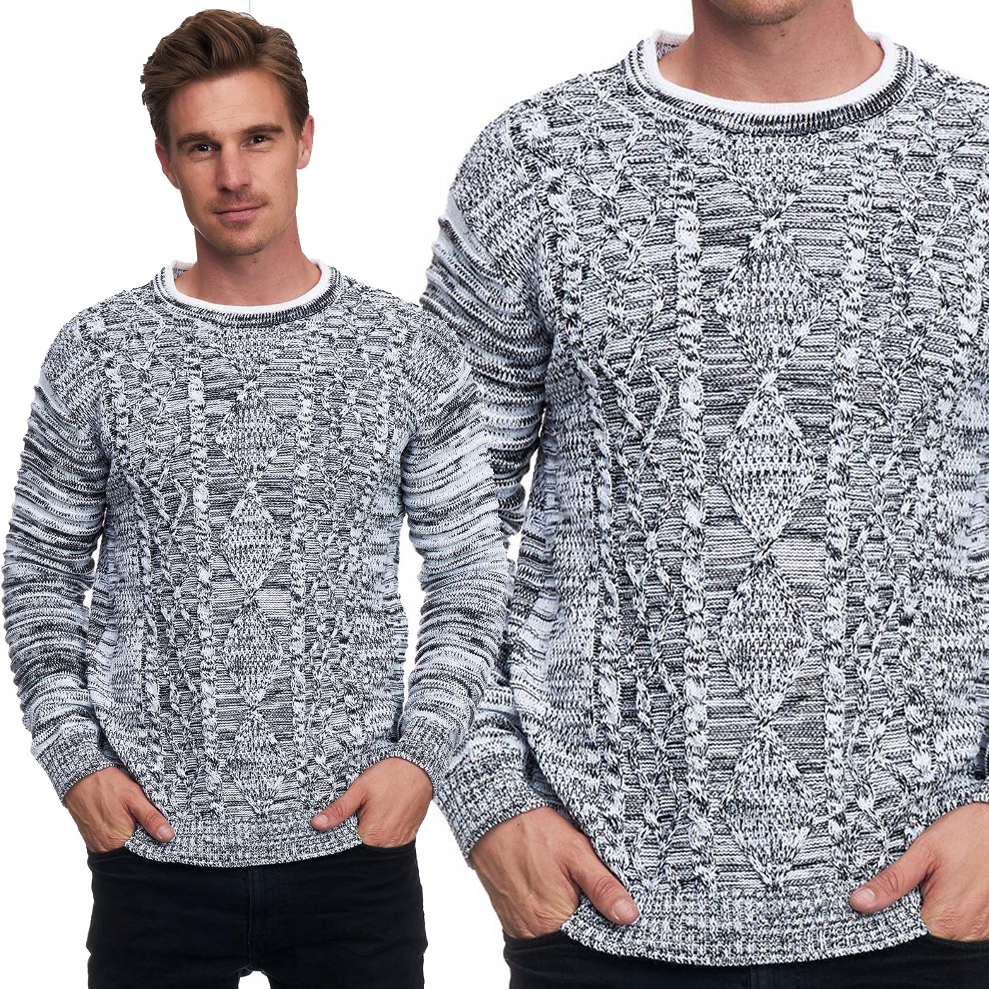 Pánský teplý, tlustý, elastický svetr Mikina Melanž