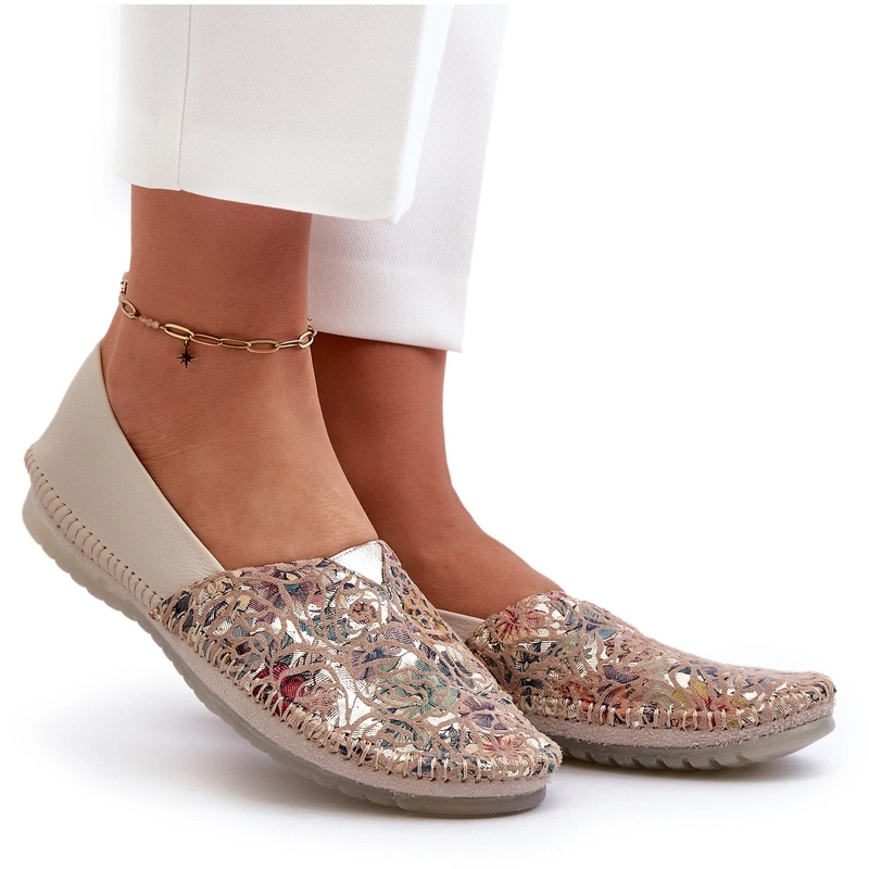 Dámské Kožené Vzorované Baleríny Maciejka 1930B-04 Béžové 37