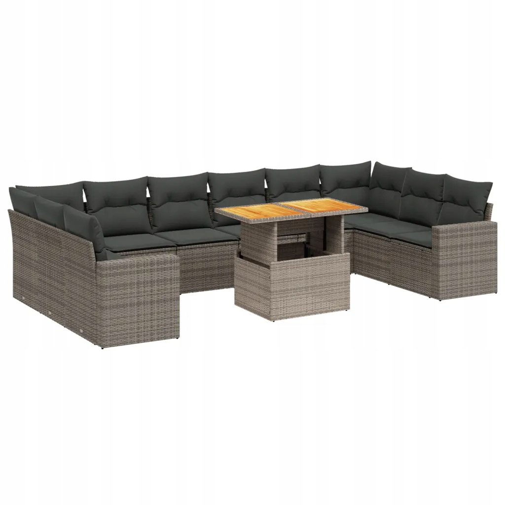 Set zahradního nábytku technorattan vidaXL šedý 11 el.