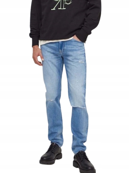 Calvin Klein Jeans Džíny Jednoduché Modré S Oděrkami 29/32 Xqe
