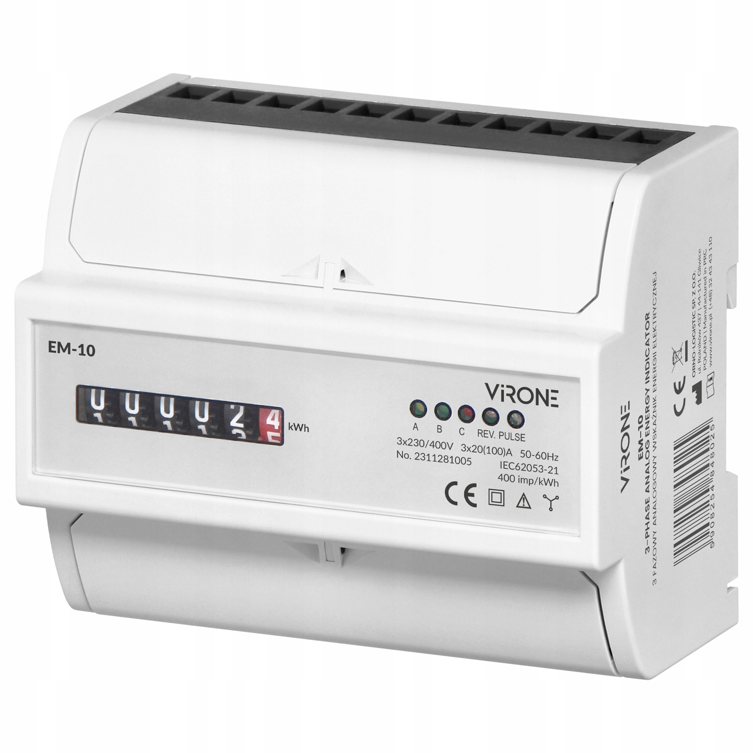 Počítadlo Virone 230 V IP41 100 A