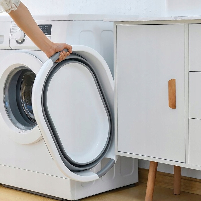 Miska Silikonowa Składana 30 l Kosz na Pranie Składany Wanienka dla Dziecka Kolor biały