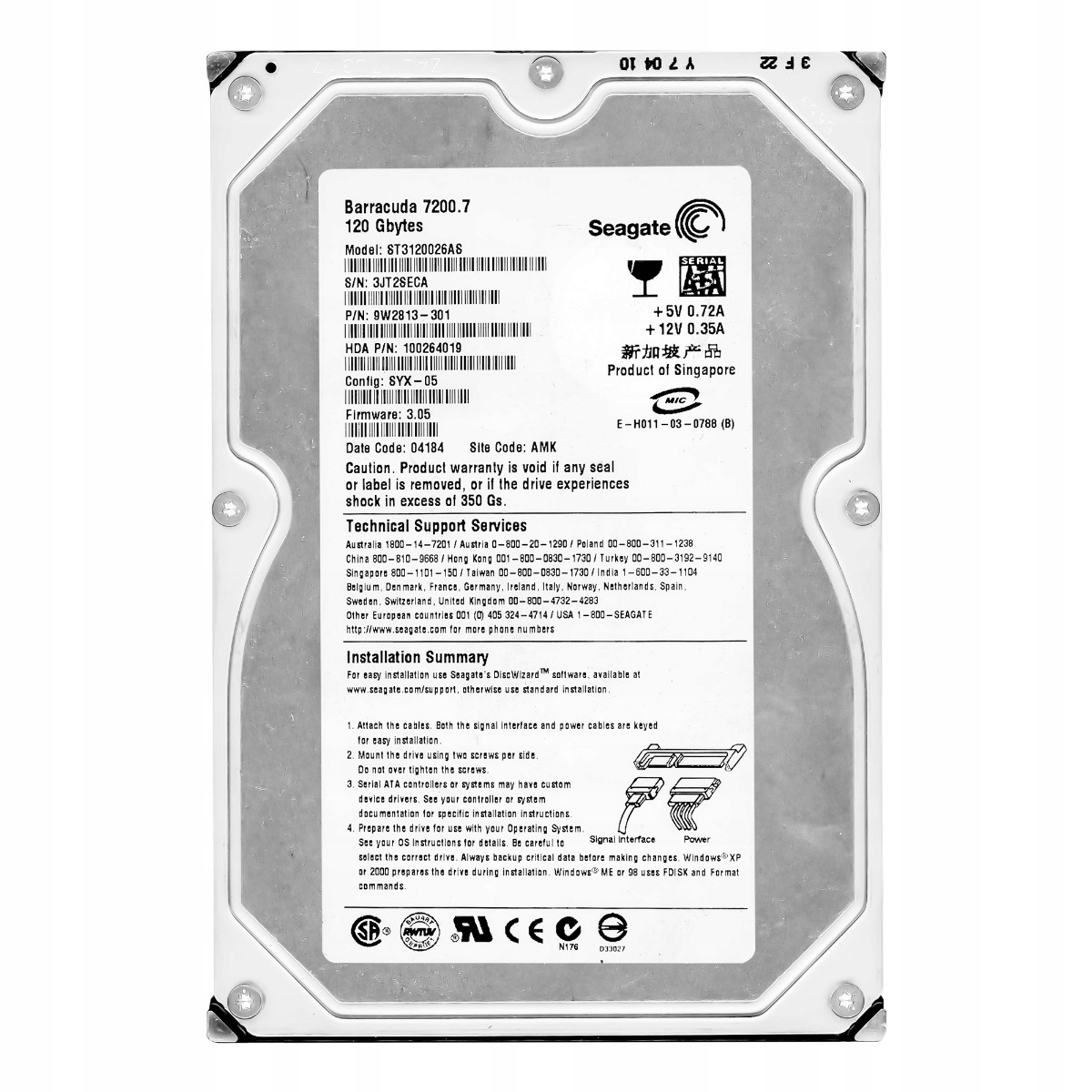 Seagate Barracuda 7200.7 120GB 7.2K 8MB Sata 3.5'' ST3120026AS