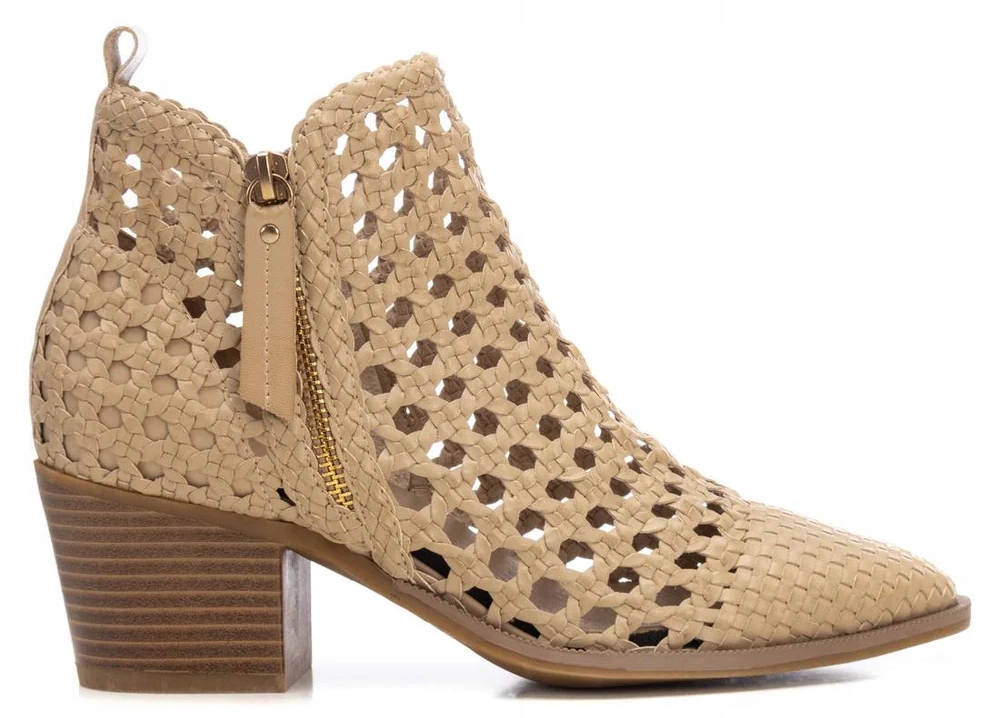 Carmela béžové dámské kožené kotníkové boty na jaro ažurové španělské 37
