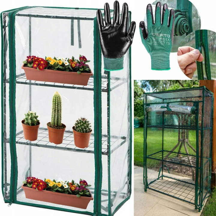 MINI SZKLARNIA BALKONOWA ZIELNIK 3 PÓŁKI FOLIA ogrodowa taras balkon FOLIAK