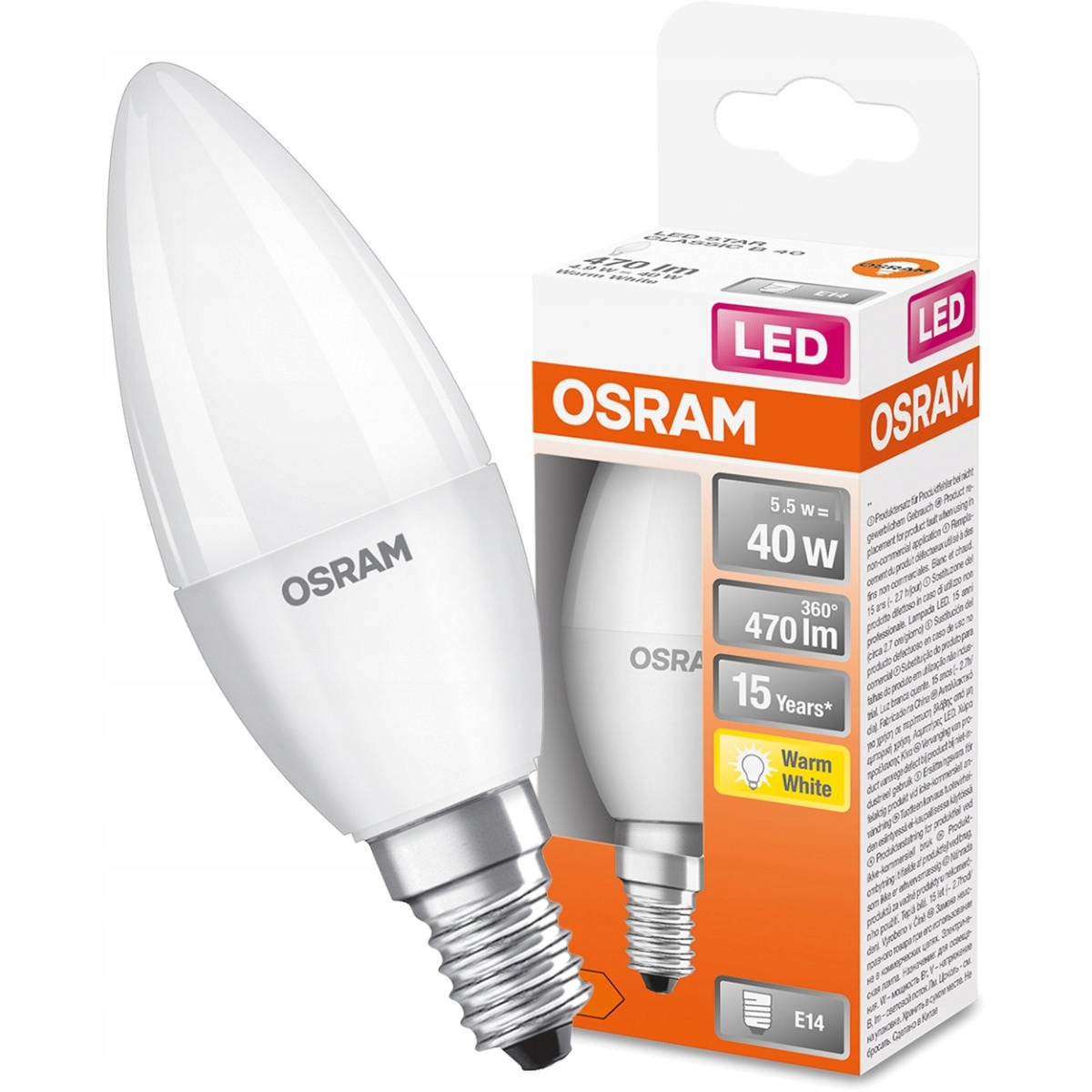 

Żarówka Led Świeczka E14 5,5W 470lm 2700K Osram