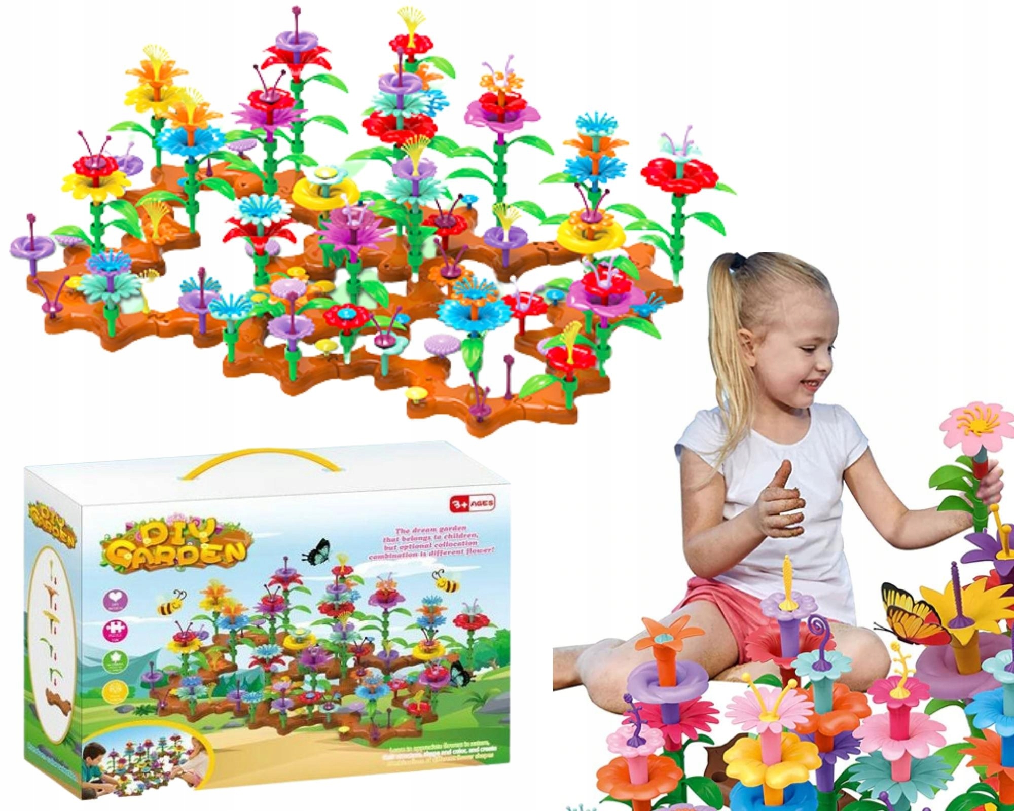 KLOCKI KWIATKI OGRÓD KREATYWNY KWIATY UKŁADANKA KONSTRUKCYJNE ZESTAW 198 EL