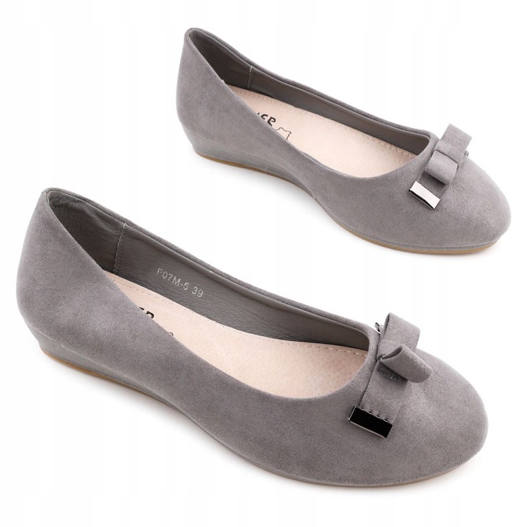 

Szare Balerinki Damskie Na Koturnie Wygodne Buty