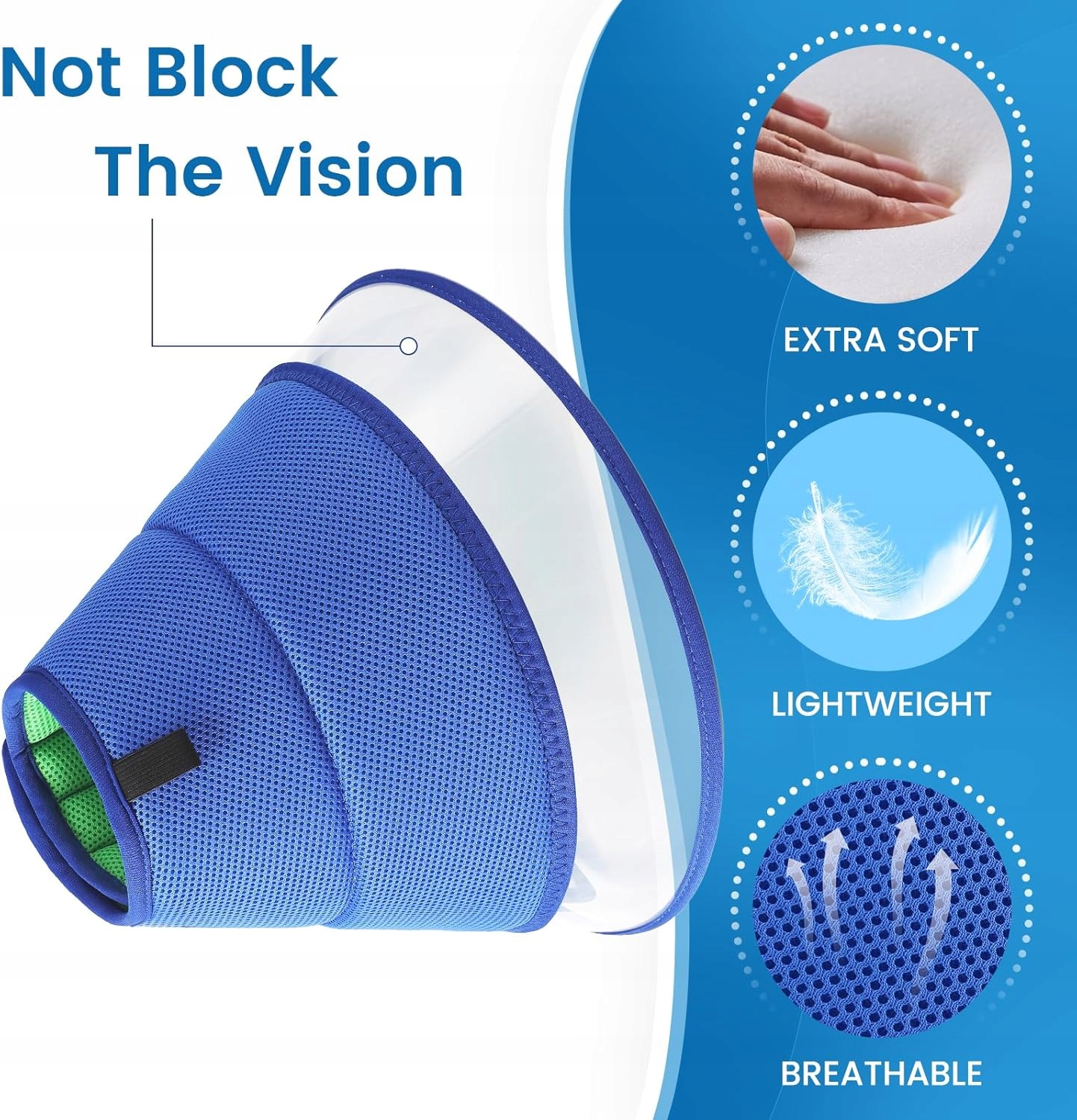 Levně Měkký kuželovitý obojek Ochranný límec pro psa Nastavitelný univerzální obojek