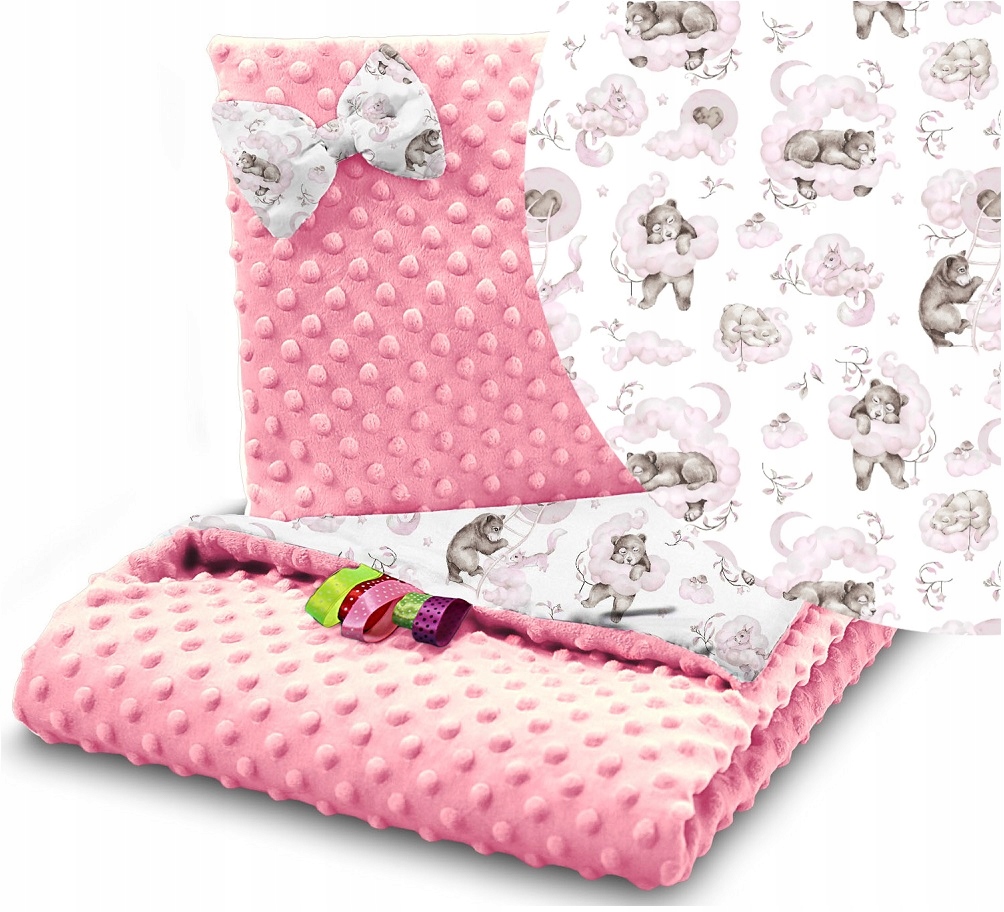 KOCYK MINKY 75x100 cm KOŁDERKA + PODUSZKA OTULACZ KOMPLET BABYMAM