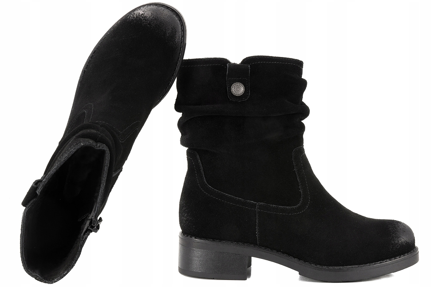 Sergio Leone BT355-S Dámské Zimní Kozačky Kotníkové Boty Semišové černé 38