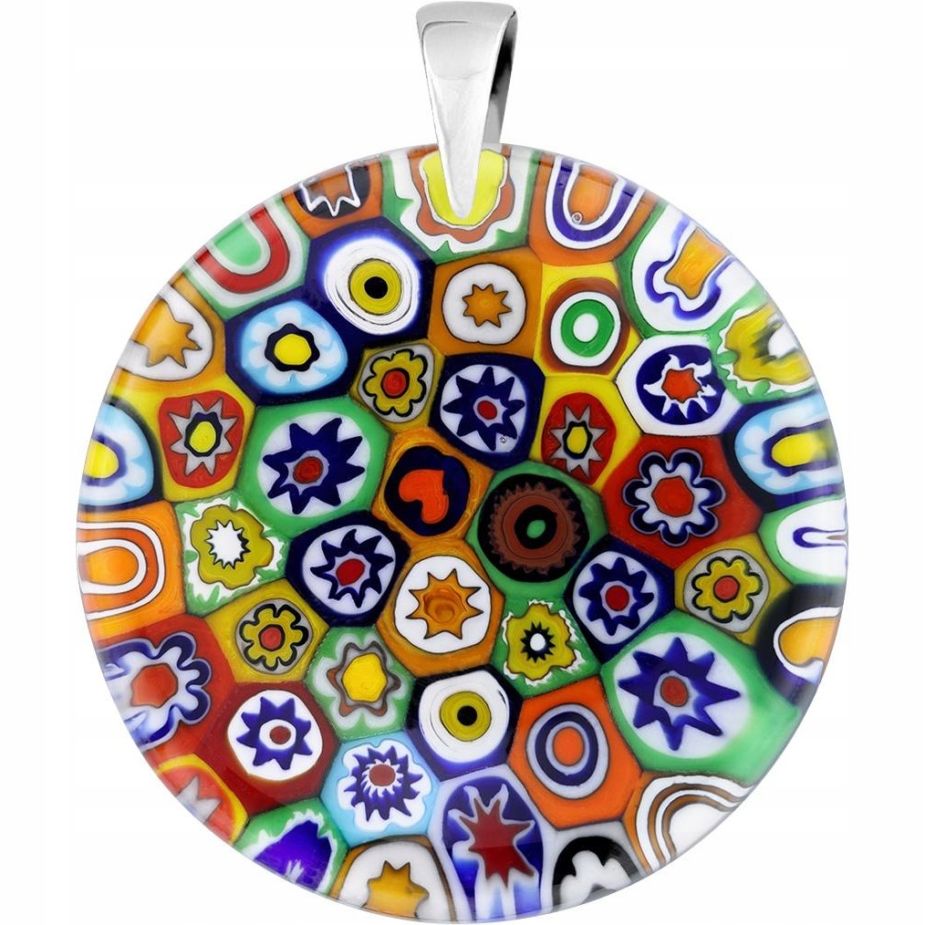 Dámský vícebarevný přívěsek Harf sklo murano kolečko