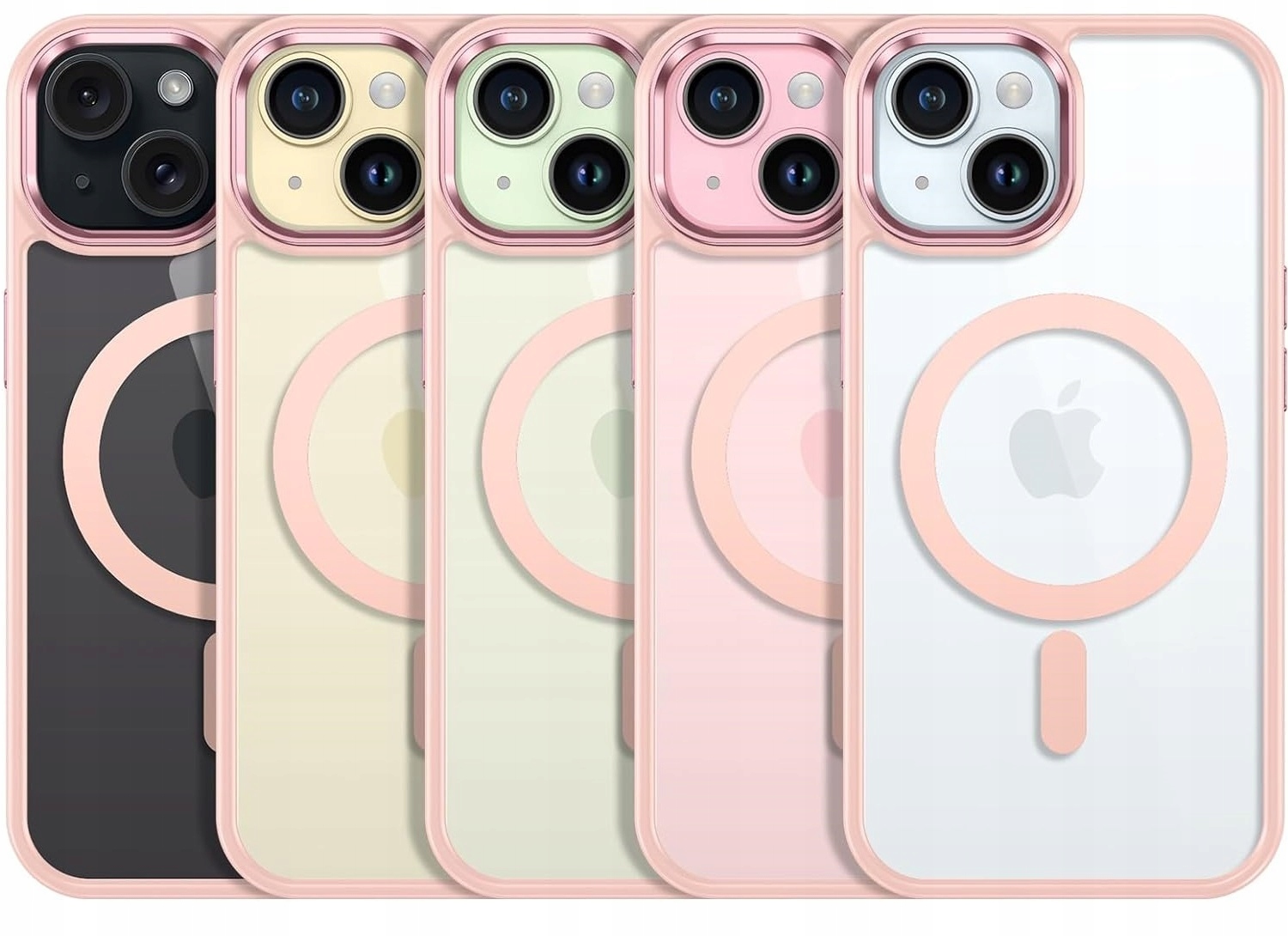 Etui do iPhone 13 / iPhone 14 różowe do MagSafe case PUDROWY RÓŻ + SZKŁO 9H Marka Inna