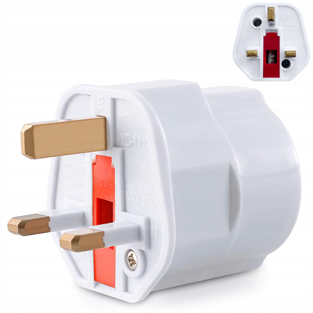 

Adapter Wtyczka Angielska Pl Eu na Uk Bezpiecznik