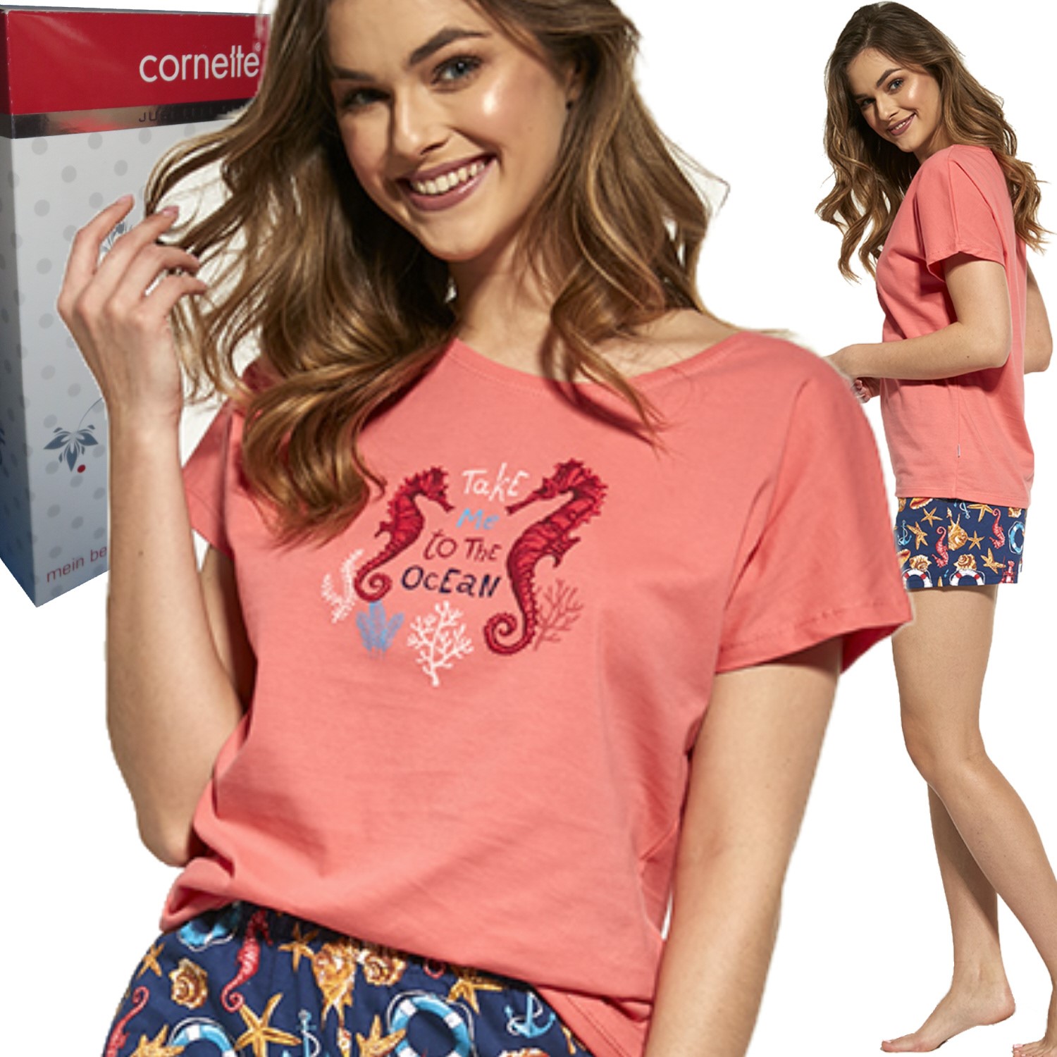 

Cornette piżama damska 340/222 Seahorse koral