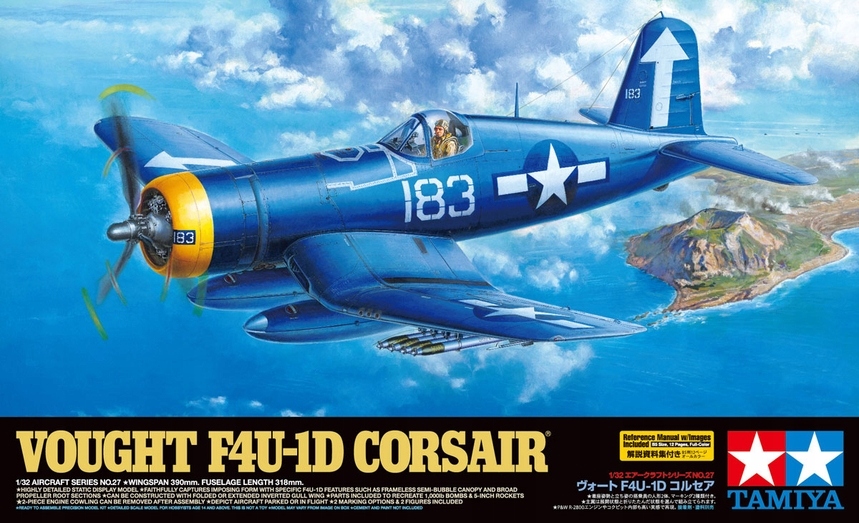Tamiya 60327 F4U-1D Corsair Letadlo Měřítko 1/32 Hobby Plastová sada Novinka