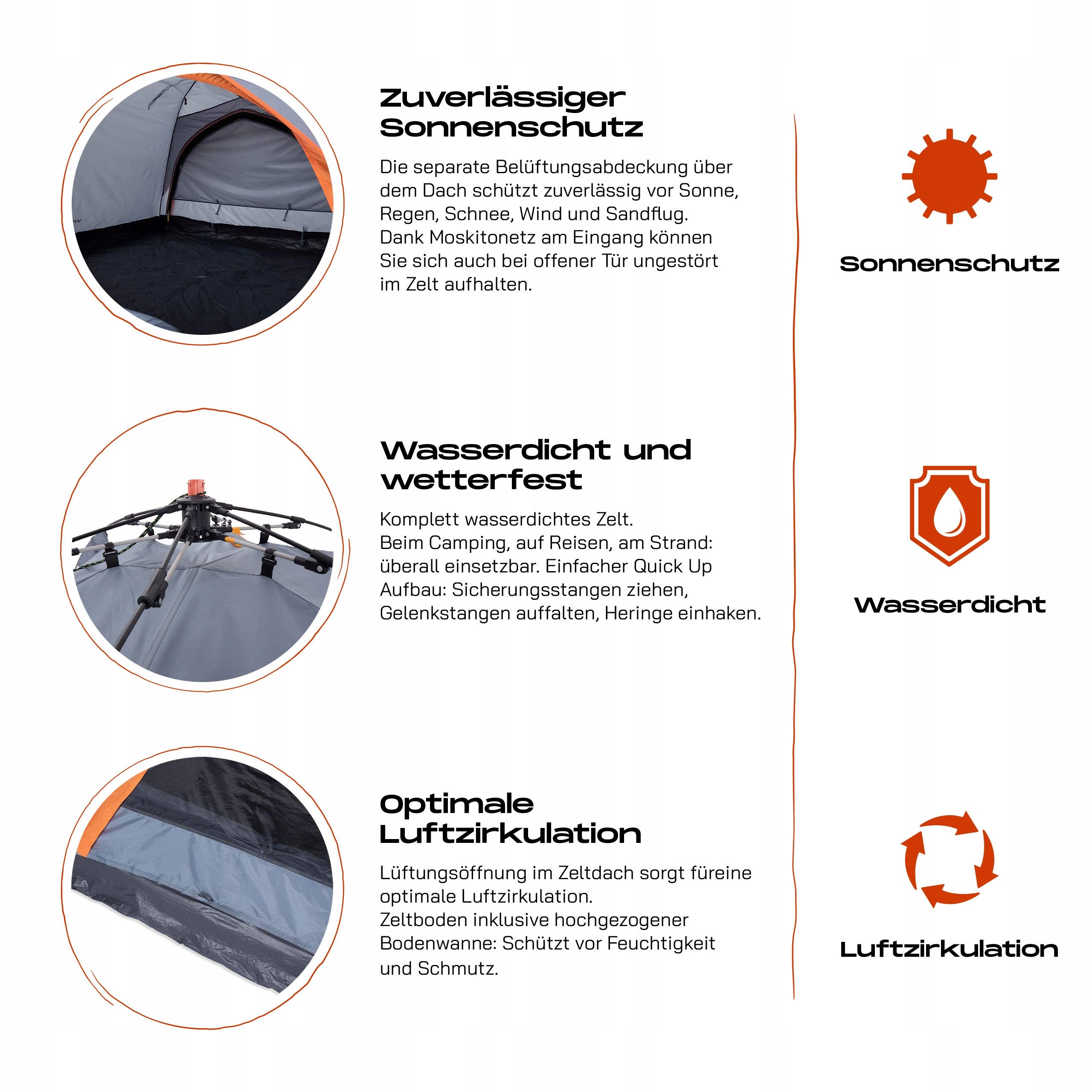LUMALAND Namiot Kempingowy Pop Up 2-3 Osoby Wodoodporny Trekkingowy — miniatura 5