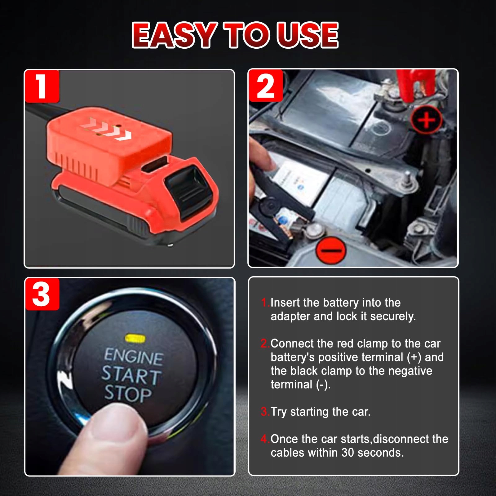 TKSE Adapter Rozruchowy 1.8M Zestaw Awaryjny 8AWG Do Milwaukee M18 — miniatura 5