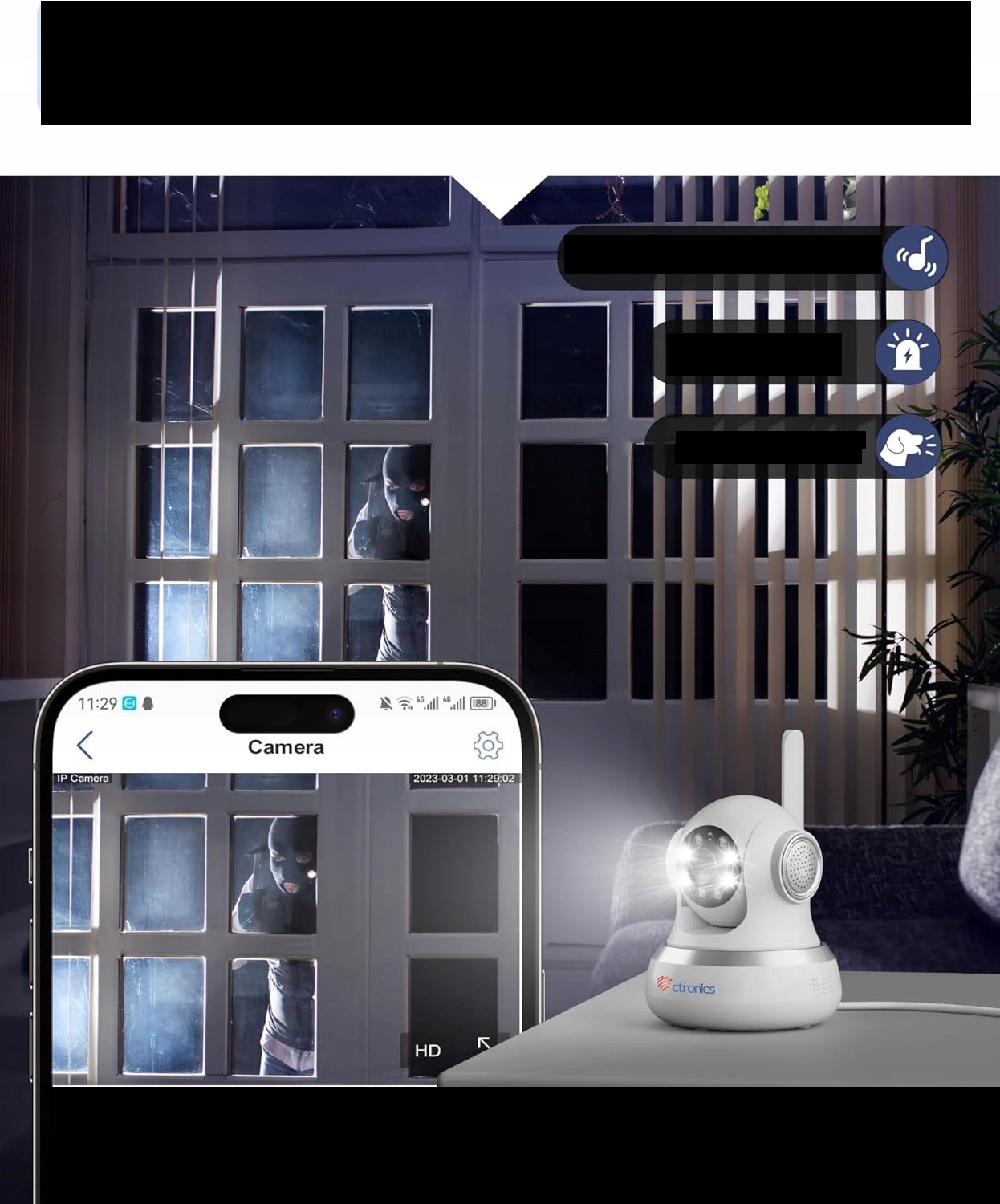 CTRONICS 4G LTE Kamera Wewnętrzna 360 PTZ Detekcja Ruchu SIM — miniatura 12