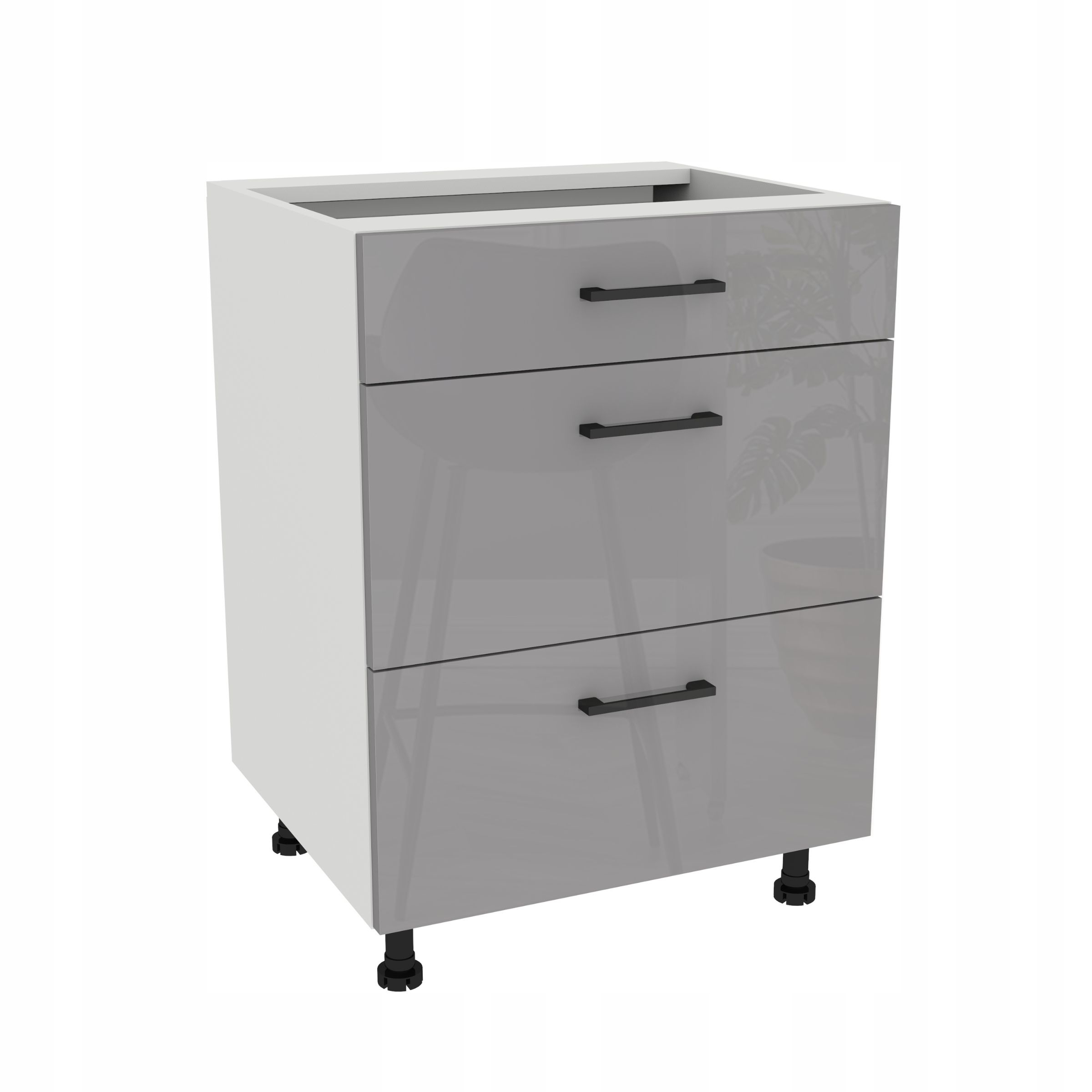 Kuchyňská skříňka šuplík Slim 60 Capri Bílá přední strana Šedá Akryl Lesk