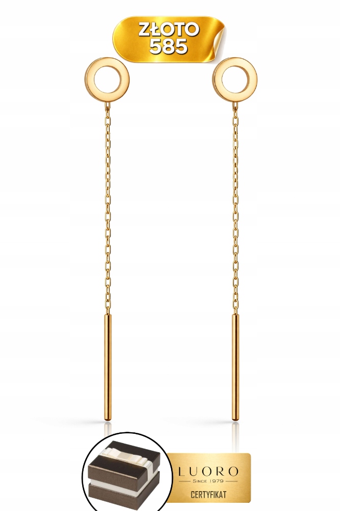 Náušnice Zlaté 585 14K Provlékací Kroužky Kolečka 7 MM 40 MM Elegantní