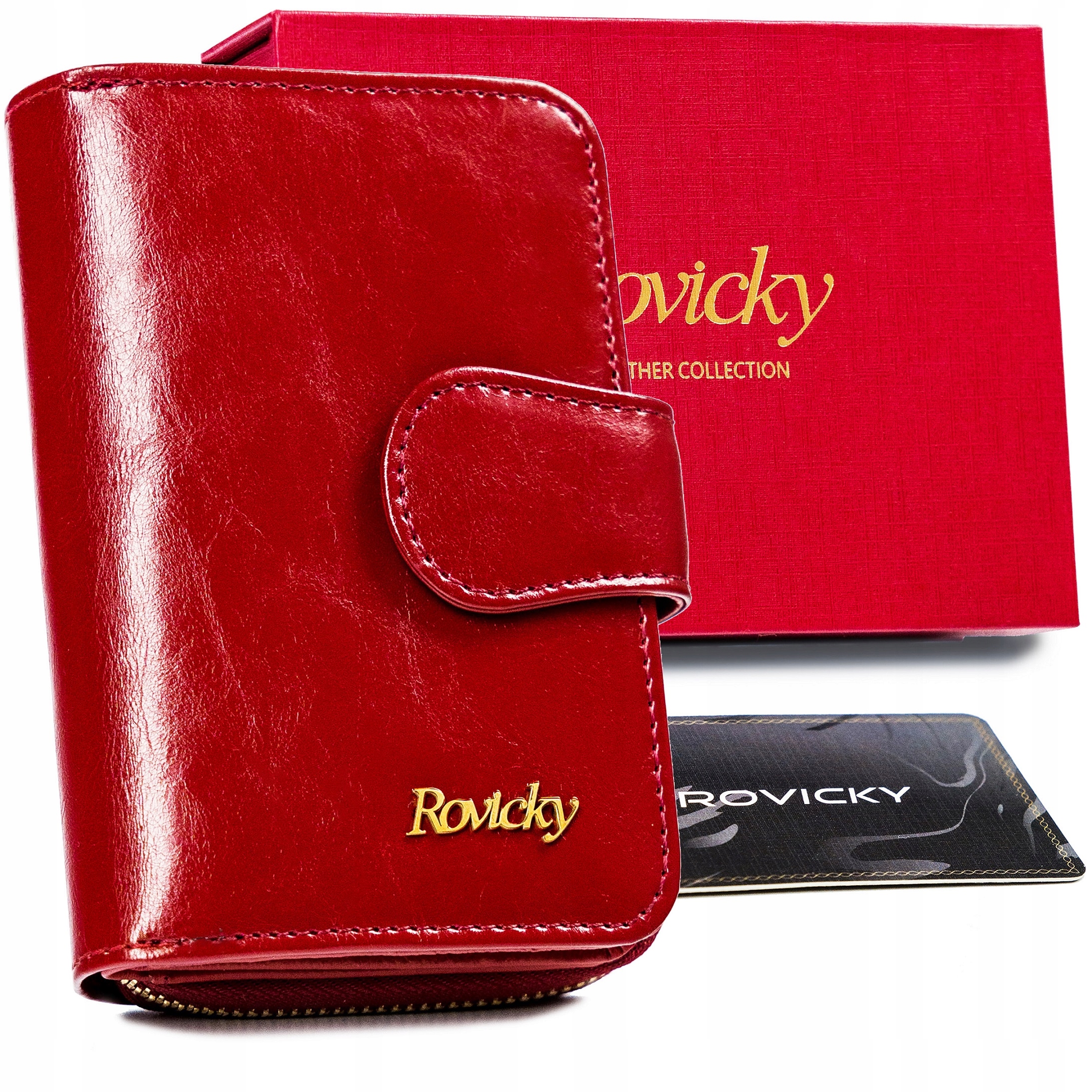 

Rovicky damski portfel pionowy skórzany Rfid