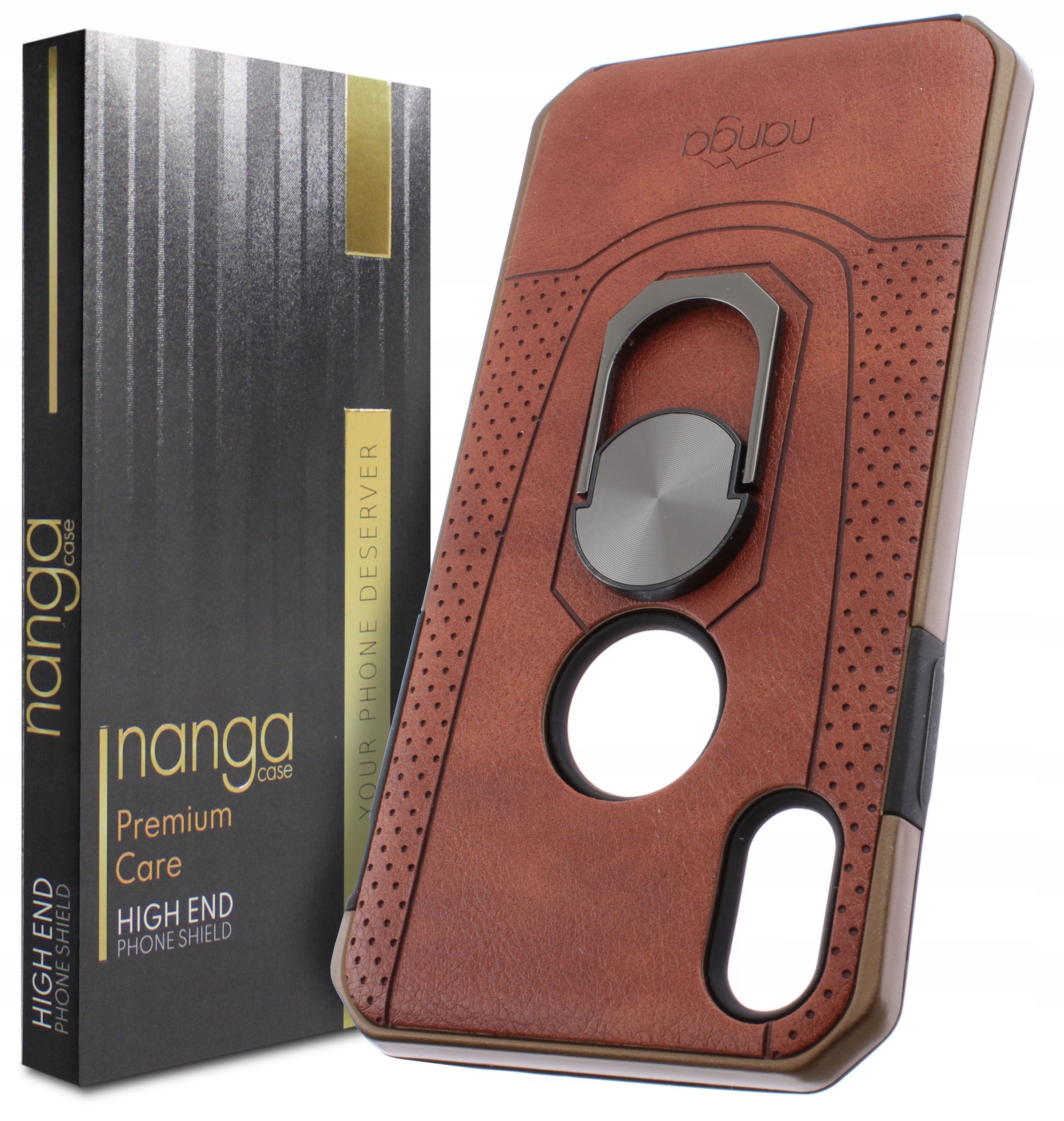 

Etui Ze Skóry Vintage Ring Do Iphone X Xs Brąz