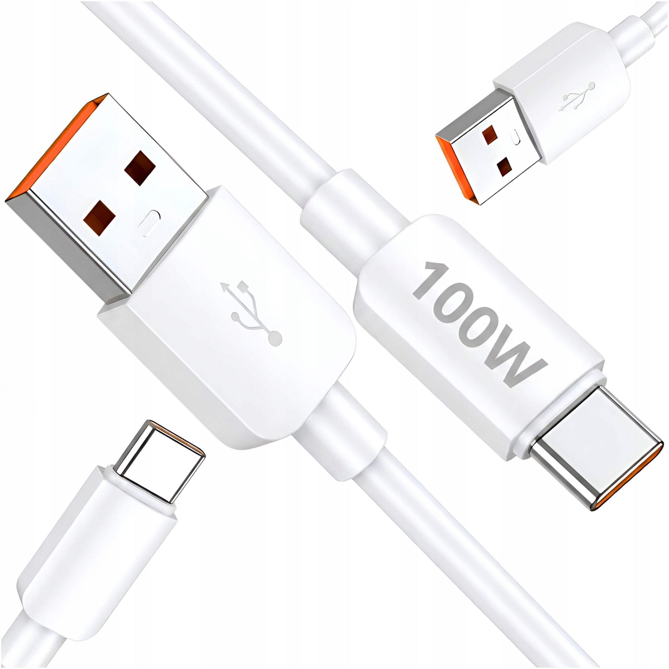 Szybki Kabel Usb do Usb-c 100W 6A Pd Szybkie Ładowanie Mocny Przewód 1M