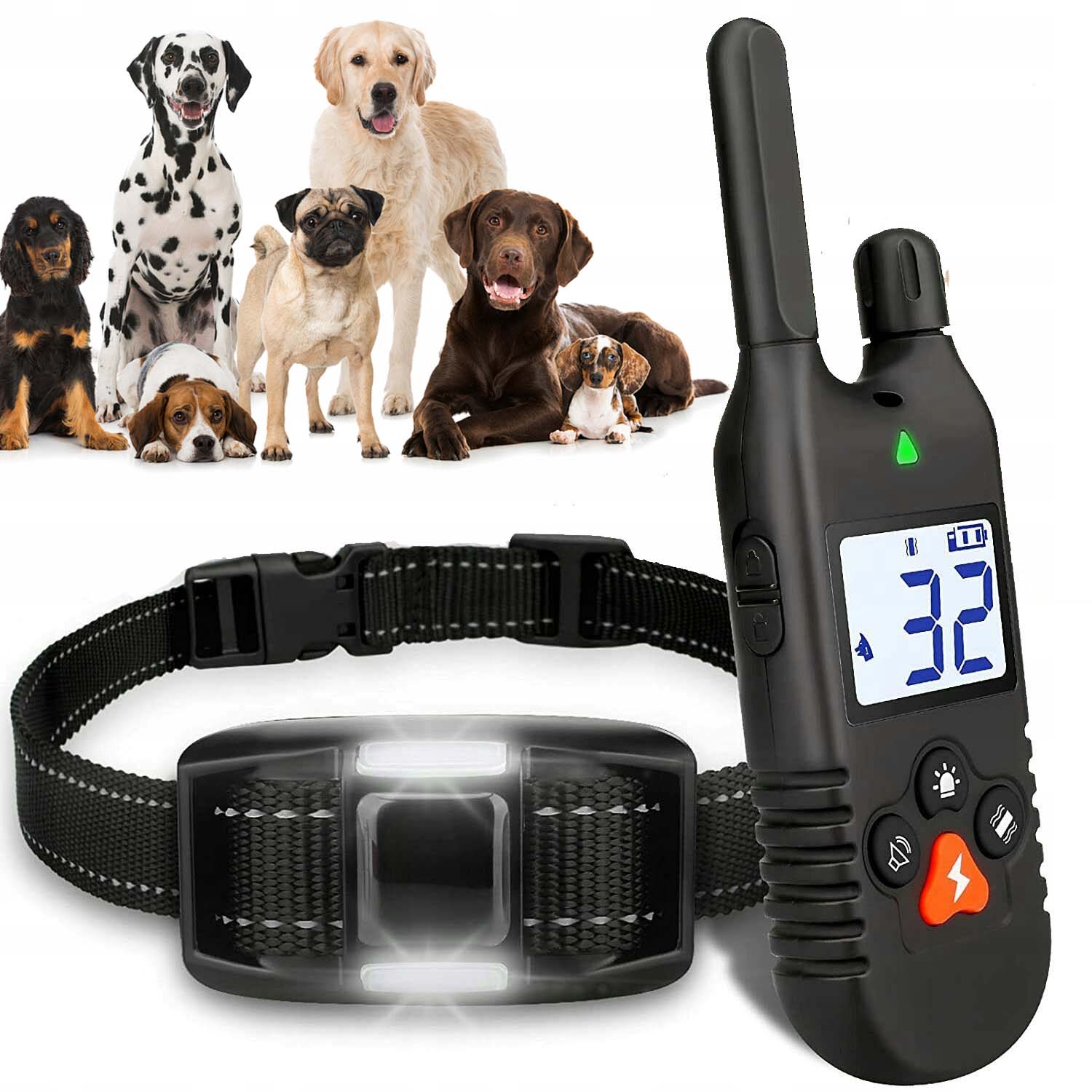 Levně Elektrický Výcvikový Obojek S Dálkovým Ovládáním Pro 2 Psy, Voděodolný, Led
