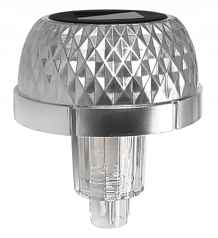 Kaptur solarny na znicz śr. 72mm na cmentarz. SREBRNY DIAMENTOWY
