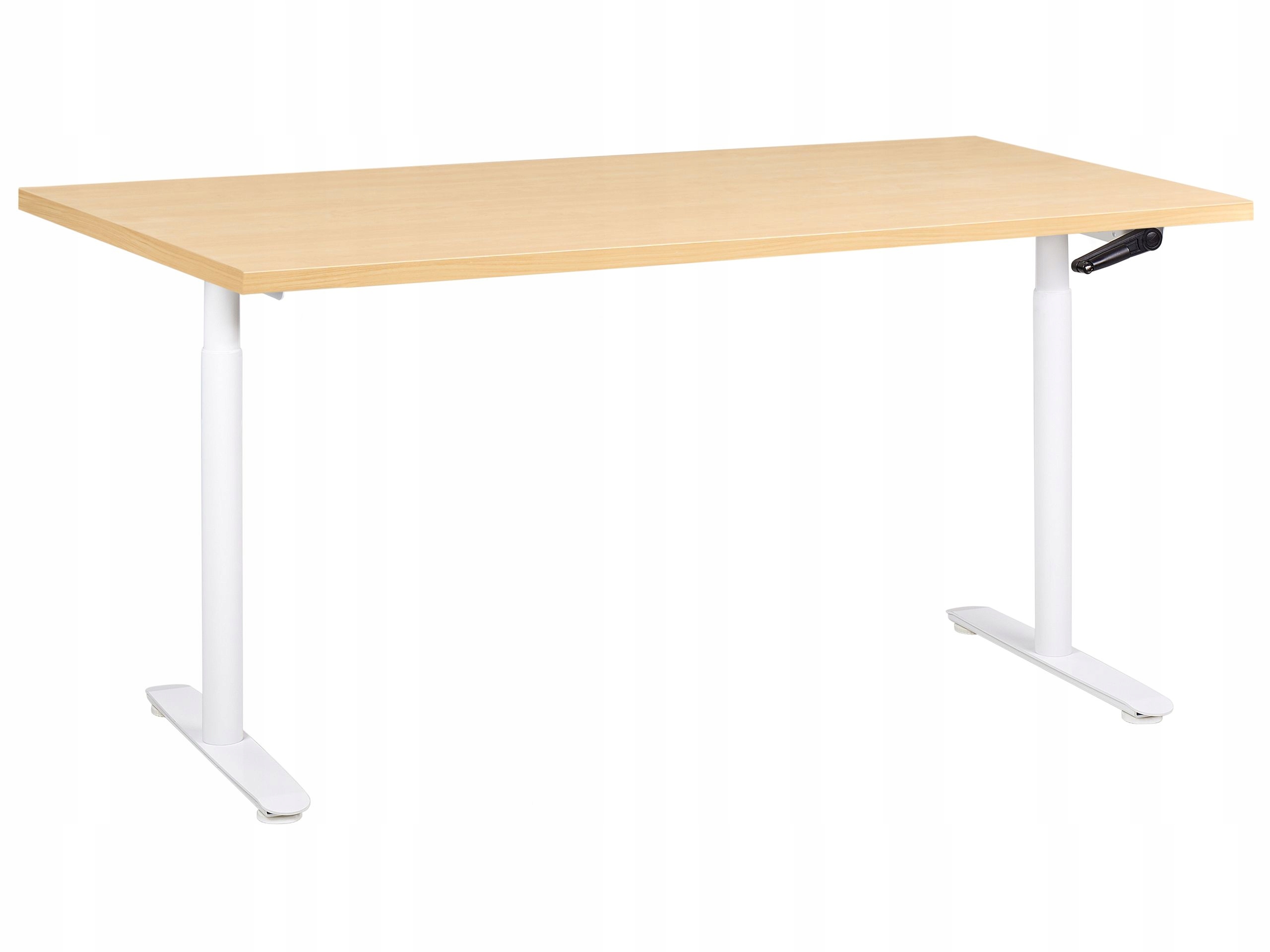 Biurko regulacja manualna 160x72 jasny brąz biały