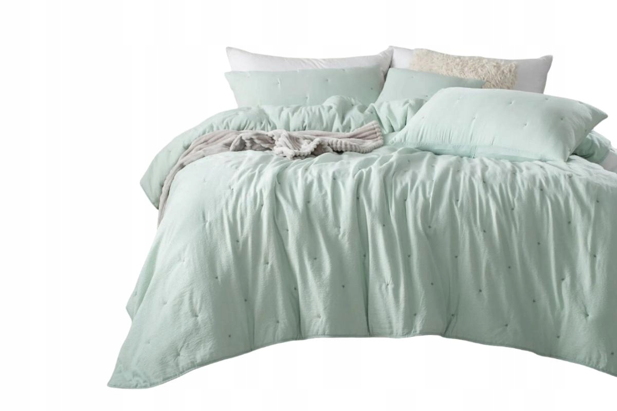 Dekorativní texturovaný přehoz Dotta 240x220 šalvějový s výšivkou puntíků