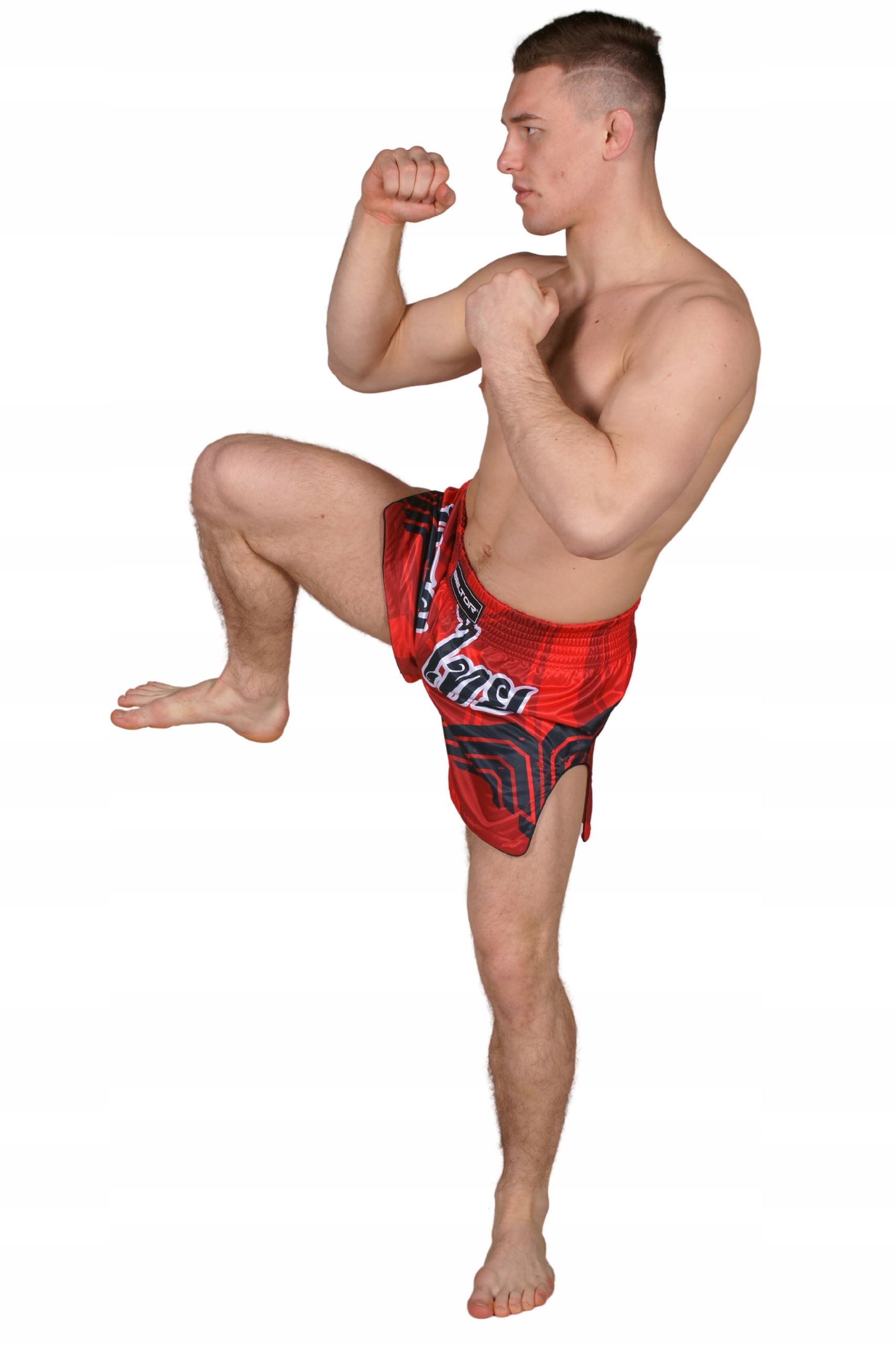 BELTOR SPODENKI TRENINGOWE MUAY THAI 02 ROZMIAR XXL CZERWONE SPORTOWE EAN (GTIN) 5902565646608