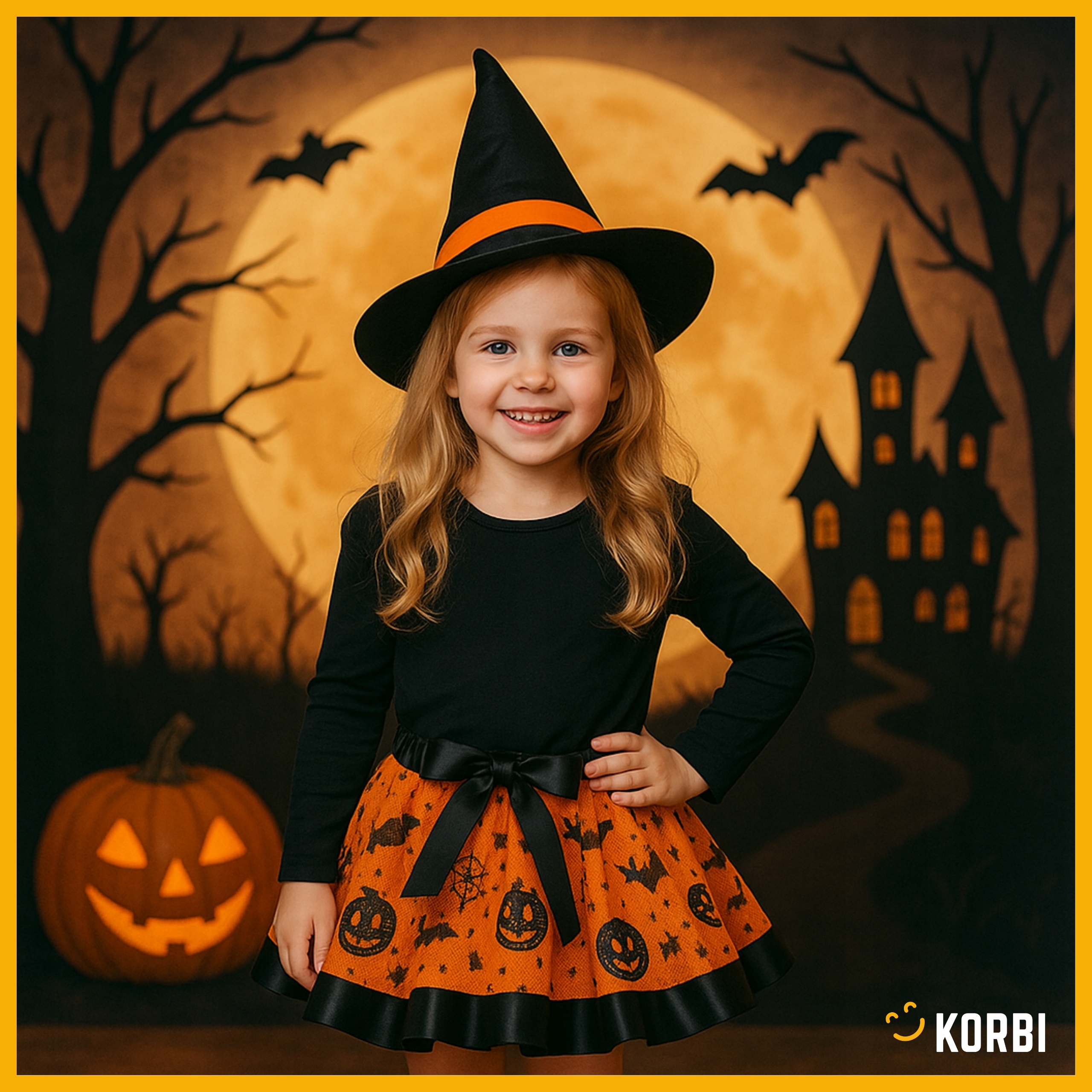 SPÓDNICZKA TUTU TIULOWA ROZKLOSZOWANA AKCESORIA HALLOWEEN KARNAWAŁ DYNIA Marka Korbi