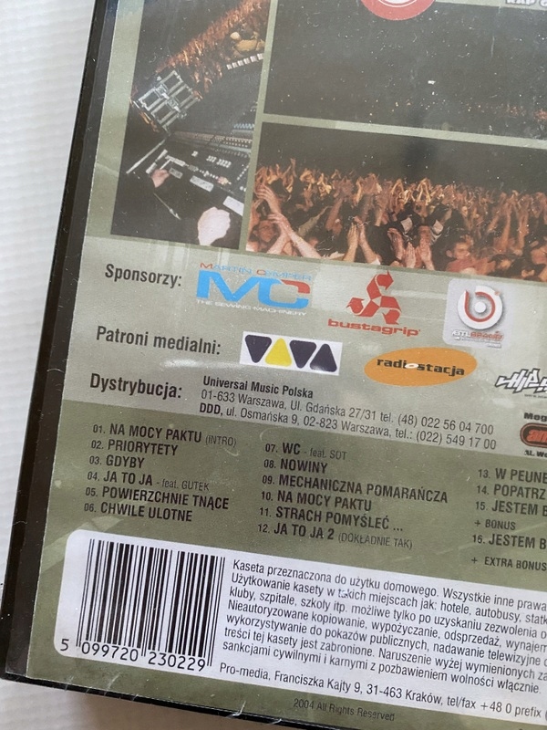 Paktofonika-Pożegnalny koncert Spodek KASETA VHS Nośnik VHS