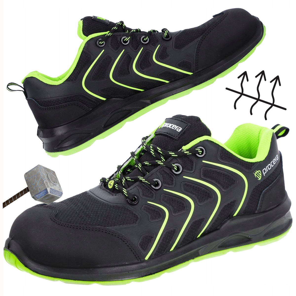 Buty półbuty Robocze Męskie S1 Esd Sr podnosek Oddychające metal free Lekki